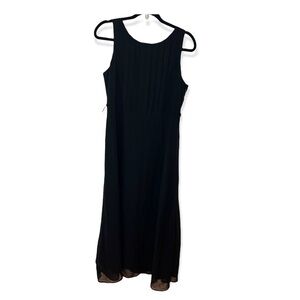 Sharagano petite sleeveless black midi dress 6p